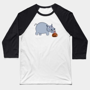 A Hippo with a Pumpkin Bag Baseball T-Shirt